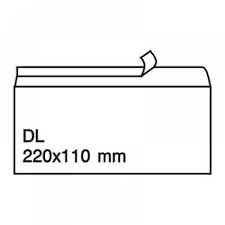 Плик DL, 110 х 220, бял с лента