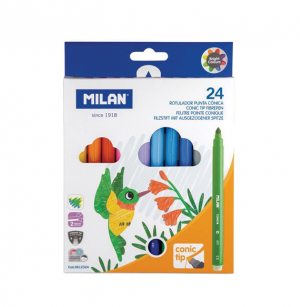 Флумастери, 24 цвята в опаковка, Milan 